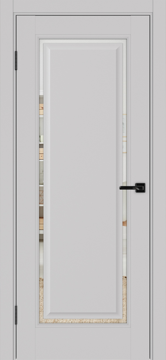 Дверь межкомнатная ХЬЮГОДОРС Генри НЬЮ 01сx210, цвет элегантный серый, экошпон, зеркало (гарантия - 5 лет)