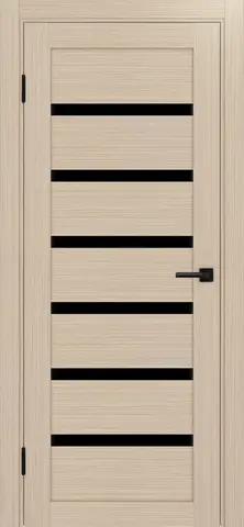 Дверь межкомнатная ХЬЮГОДОРС Дуглас 07х120, цвет благородный дуб, экошпон, стекло черное (гарантия - 5 лет)