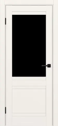 Дверь межкомнатная ХЬЮГОДОРС Дуглас 02Ux210, цвет слоновая кость, экошпон, стекло черное (гарантия - 5 лет)