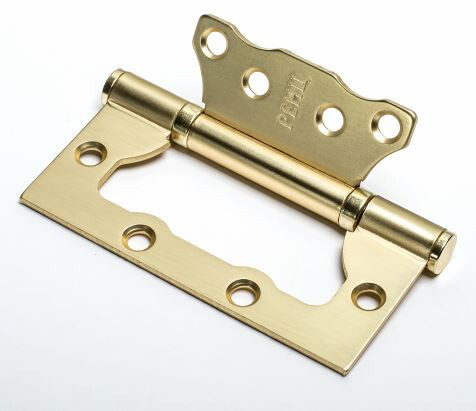 Петли (комплект) накладная Ренц IN100-2BB FH SSG безВР (2шт), цвет золото матовое сатинированное (гарантия - 12 месяцев)
