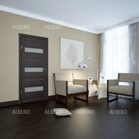 Дверь межкомнатная Альберо (Фрегат) Мегаполис Прага, цвет темный кипарис, экошпон, стекло черное #2