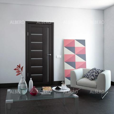 Дверь межкомнатная Альберо (Фрегат) Мегаполис Мадрид, цвет темный кипарис, экошпон, стекло мателюкс #2