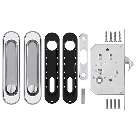 Защелка с ручками для раздвижных дверей Пунто SH.SL152.KIT011-BK (Soft LINE SL-011) СP-8, цвет хром (гарантия - 12 месяцев)