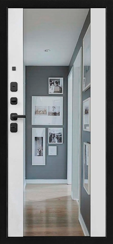 Теплая дверь входная Двери регионов Президент Стайл зеркало, 2 замка, 1,5 мм металл, (черная шагрень мягкая+белоснежная шагрень мягкая) #3