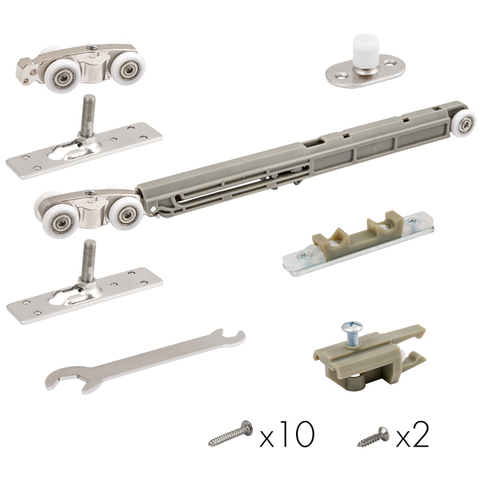 Комплект фурнитуры для раздвижных дверей Армадилло SLD.Comfort-PRO.SET3.soft close+roller/80/стандартный ролик с нейлоновыми колесами и подшипниками, и ролик с доводчиком крепления и стопоры для них нижний ролик для направления хода полотна (гарантия - 5 лет)