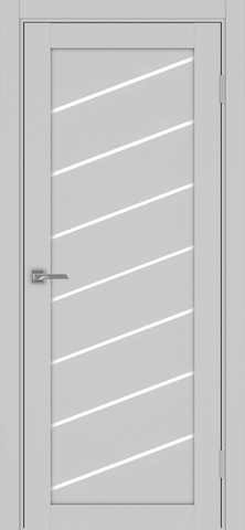 Дверь межкомнатная Оптима Порте Турин 508У.112, цвет пепельный, экошпон, стекло лакобель белое