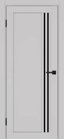 Дверь межкомнатная ХЬЮГОДОРС Дуглас 55x210, цвет элегантный серый, экошпон, стекло черное (гарантия - 5 лет)