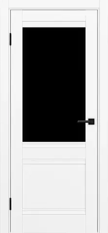Дверь межкомнатная ХЬЮГОДОРС Дуглас 02Ux210, цвет элегантный белый, экошпон, стекло черное (гарантия - 5 лет)