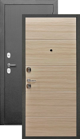Дверь входная Урбан Оптима, 2 замка, 1 мм металл, (серебро антик+светлая акация)