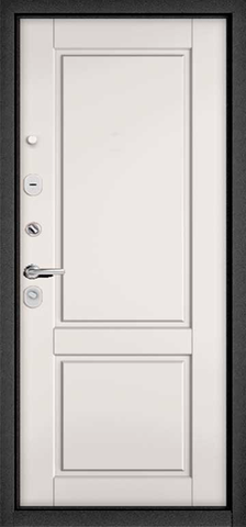 Теплая дверь входная Мастино (Бульдорс) Траст Эко, 2 замка, 1,2 мм металл, (черный муар металлик+белый софт) #3