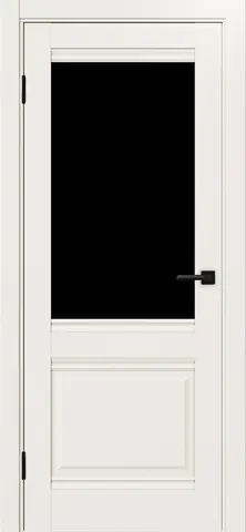 Дверь межкомнатная ХЬЮГОДОРС Генри 02Ux210, цвет слоновая кость, экошпон, стекло черное (гарантия - 5 лет)