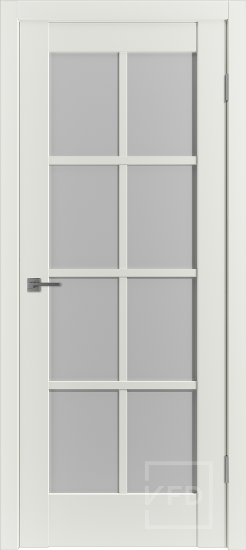 Дверь межкомнатная белая Владимирская фабрика дверей Эмалекс ЕR1, цвет эмалекс мидвайт, экошпон, стекло вайт клауд