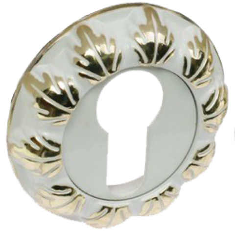Накладка круг на цилиндр Ренц INET 10 W/GP, цвет белый/золото (гарантия - 12 месяцев)