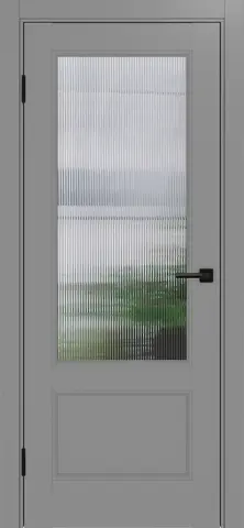 Дверь межкомнатная ХЬЮГОДОРС Дуглас НЬЮ 40x210, цвет благородный серый, экошпон, стекло мору (гарантия - 5 лет)