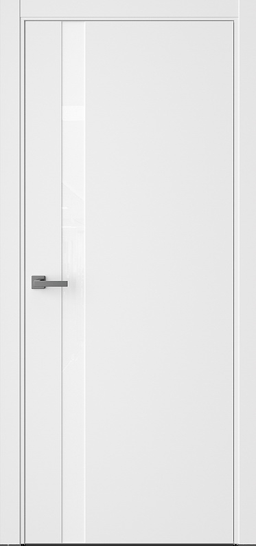 Дверь межкомнатная ВестСтайл Модерно Экзотика 10Е АБС Кромка белая с 4х сторон, цвет эмлэер белый, экошпон, стекло лакобель Аляска