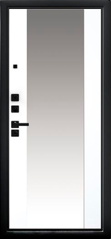 Теплая дверь входная Берлога Ультра Вояж зеркало, 2 замка, 1,8 мм металл, (черный букле+арктик эмалит) #3