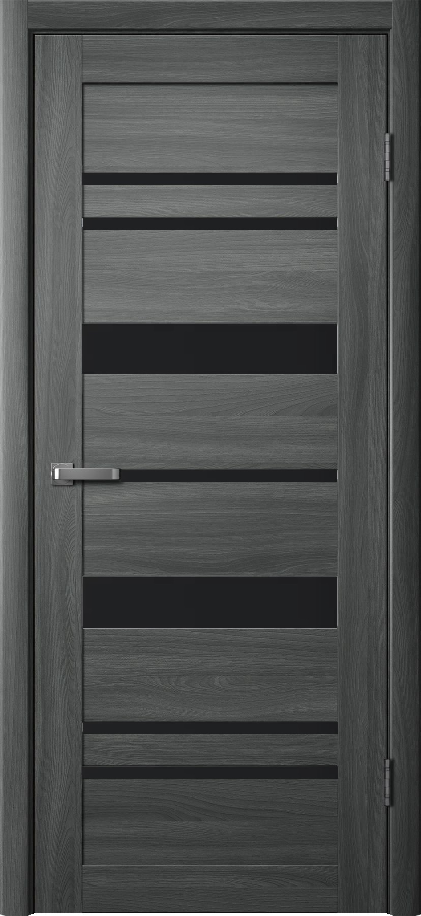 Дверь межкомнатная Ла Стелла 283, цвет графит ясень, экошпон, стекло черное