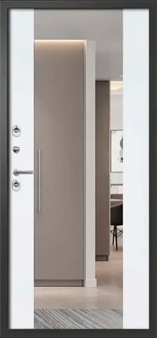 Термодверь входная FLY DOORS Айварс Термо зеркало, 2 замка, 1,4 мм металл, (черный букле+велюто бианко) #3