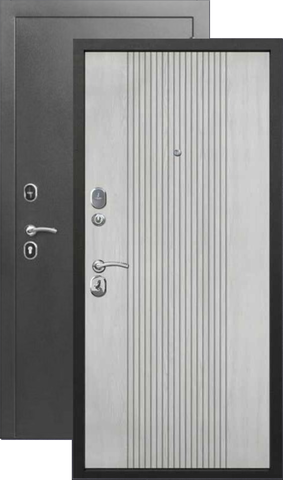 Дверь входная Феррони Нова, 2 замка, 1,2 мм металл, (серебро антик+белый ясень)