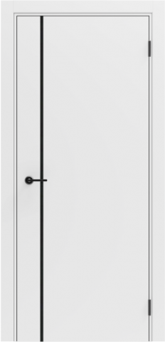 Дверь межкомнатная белая Портика Порта ПТА ПТА-50.11 В (кромка черная, замок магнитный черный), цвет шеллак вайт, полипропилен, глухая