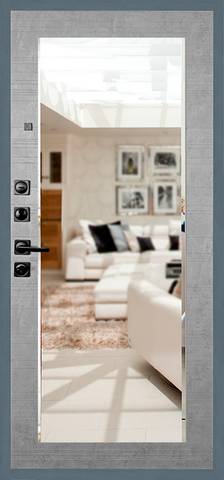 Теплая дверь входная Страж 3К Квадра зеркало, 2 замка, 1,4 мм металл, (графит бетон+светлый бетон) #3