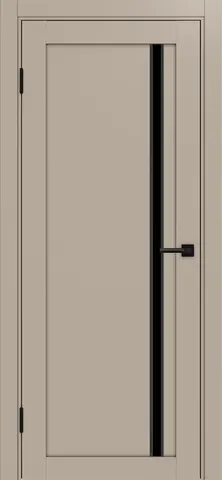 Дверь межкомнатная ХЬЮГОДОРС Дуглас 27х1210 пс молдинг черный, цвет софт-браун сатин, экошпон, стекло черное (гарантия - 5 лет)