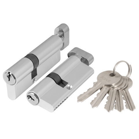 Цилиндр ключ-завертка Аякс (AX102/60) AX1002Knob60 (25+10+25) CP, цвет хром (гарантия - 12 месяцев)