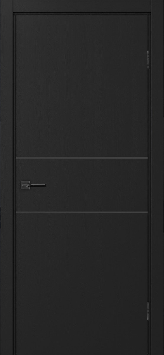 Дверь межкомнатная Оптима Порте Неаполь 203 молдинг SB (кромка алюминиевая черная с 4х сторон с врезкой под замок Морелли М1895 (М1885)), цвет антрацит, экошпон, глухая
